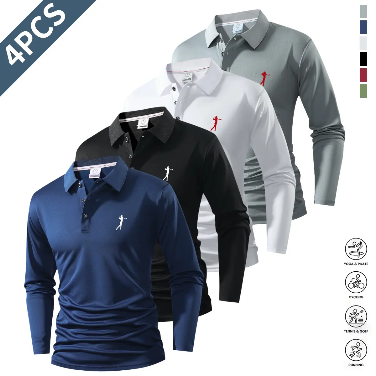 Men's quick-drying sunscreen breathable sports and leisure shirt 3D three-dimensional collar, anti-wrinkle long-sleeved business shirt, golf travel and office three scenes, Valentine's Day gift