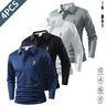 Male Fitted Sun-Proof Long Sleeve Golf Polo Shirt - 3D Stereo Collar, Button Closure, Quick-Drying, Anti-Wrinkle, Lightweight, Breathable, Soft, Sweat-Wicking, All Seasons Athletic Sports Clothing, for Golf, Biking