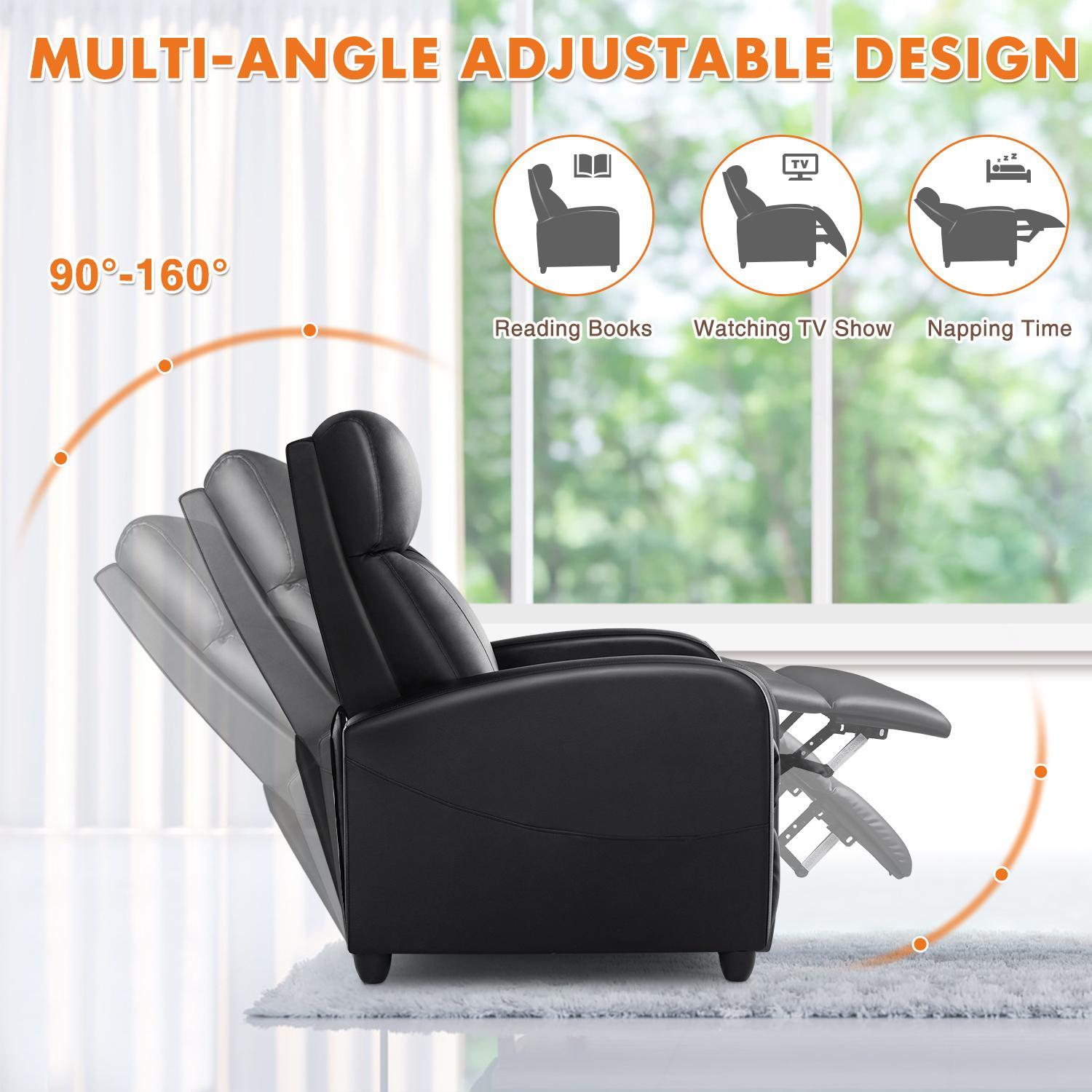 HomeSquad Recliner Chair for Living Room, Massage Recliner Chair Winback Single Sofa Home Theater Chairs Adjustable Modern Reclining Chair with Padded Seat Backrest for Adults