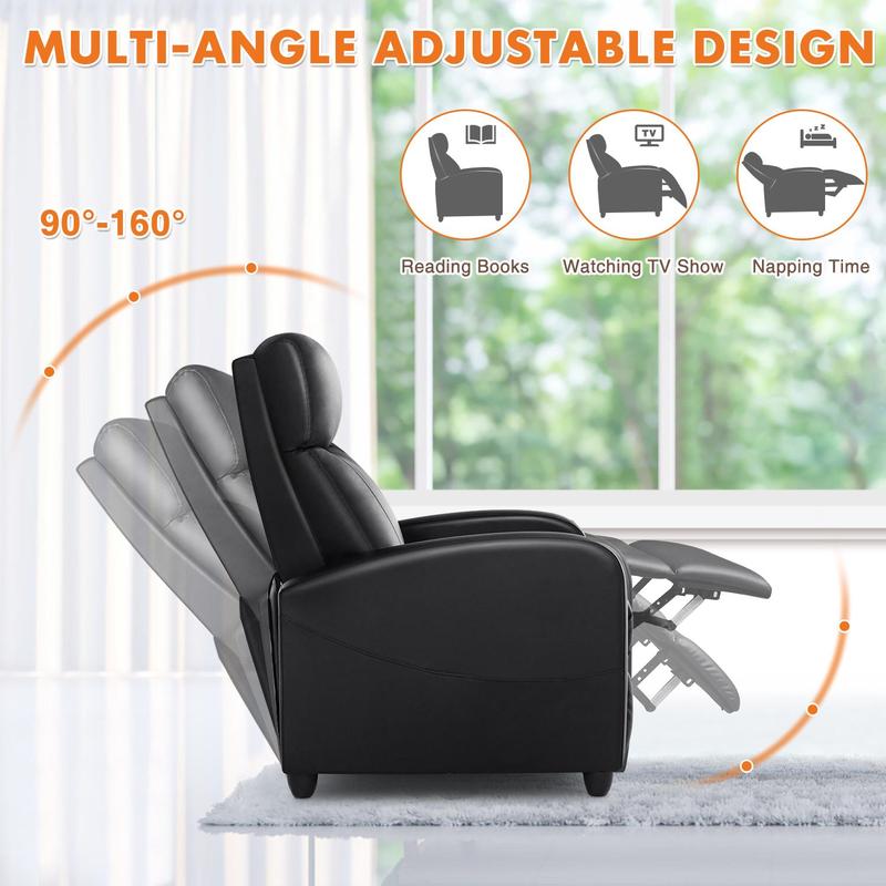 HomeSquad Recliner Chair for Living Room, Massage Recliner Chair Winback Single Sofa Home Theater Chairs Adjustable Modern Reclining Chair with Padded Seat Backrest for Adults
