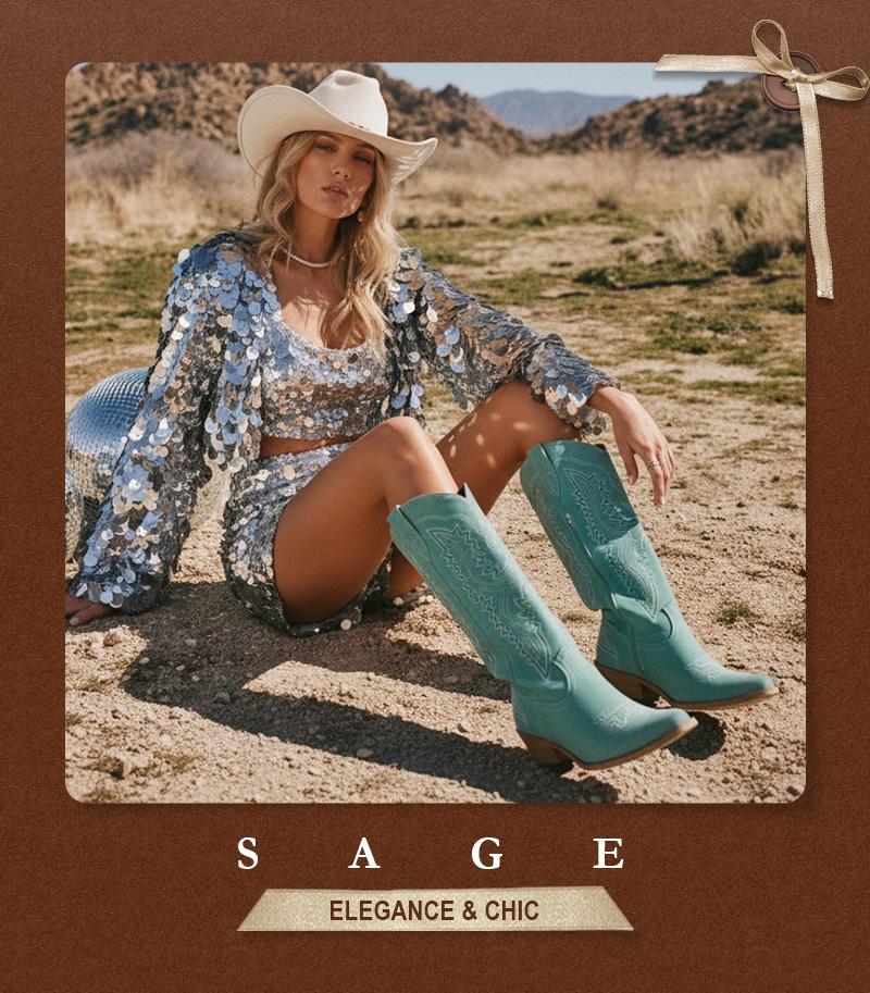 UTIFU Bold Embroidered Cowgirl Boots for Women with Western Charm Knee-High Durable Heel in Grey Brown Red & Turquoise UTIFU Bold Embroidered Cowgirl Boots for Women with Western Charm Knee-High Durable Heel in Grey Brown Red & Turquoise