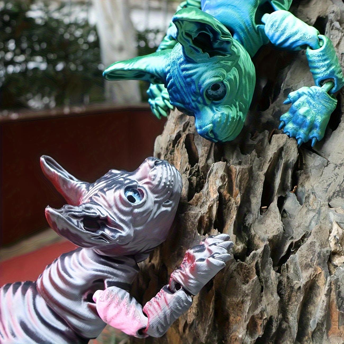 3pcs Large 3D Printed Sphynx Cat Statues (19.96in & 9.06in) - Movable ADHD 3D Fidget Stress Relief Toys for Adults, Whimsical Desktop Decoration Ornaments, House Decor Home Goods Gifts