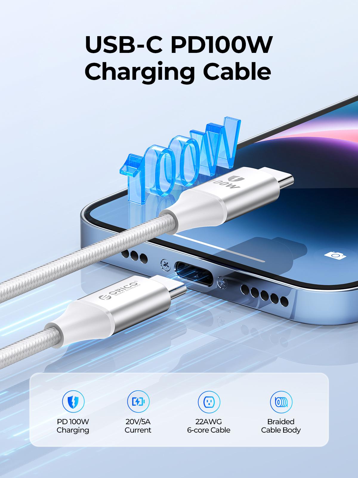 ORICO PD Charging Cable Fast Charging PD100W USB C TO C Cable for iPhone15-17 Pro Max - CDX