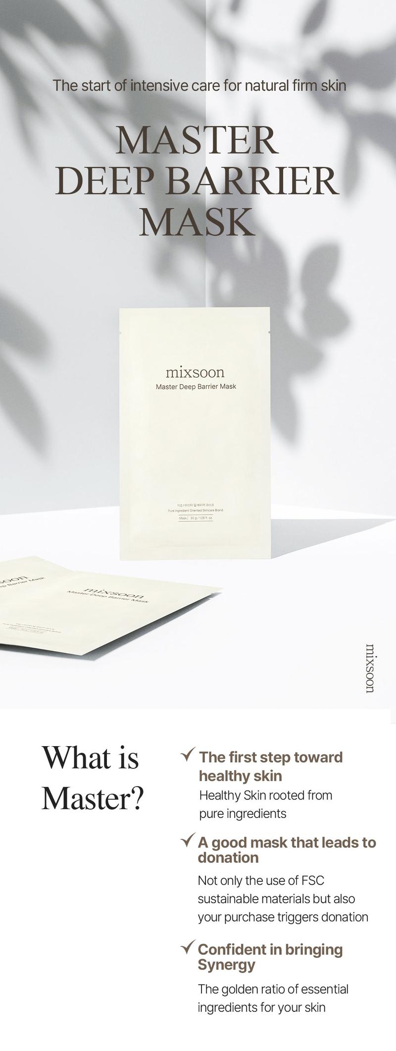 [mixsoon Official Shop] Master Deep Barrier Sheet Mask 5EA - Moisturizing Barrier Mask with Centella Asiatica, Madecassoside & Ceramide NP, Korean Skincare for Glass Skin