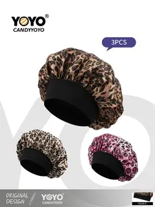 Three-piece set, original design, women’s sleep hair care cap for messy hair, high elasticity, wide border, fashionable headband.