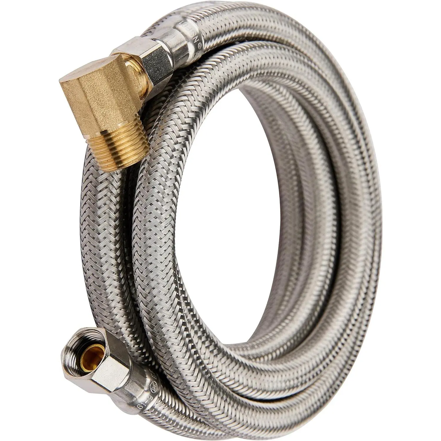 Efield Premium Stainless Steel Dishwasher Hose - 6 ft Length, 3/8 in MIP x 3/8 in Threaded Ends, Brass MIP Elbow & Fittings, Burst Proof, Easy Installation, 125 PSI Max, NSF 61 Certified, Fits Most Valve Outlets, 40-160 F (HOSE012)