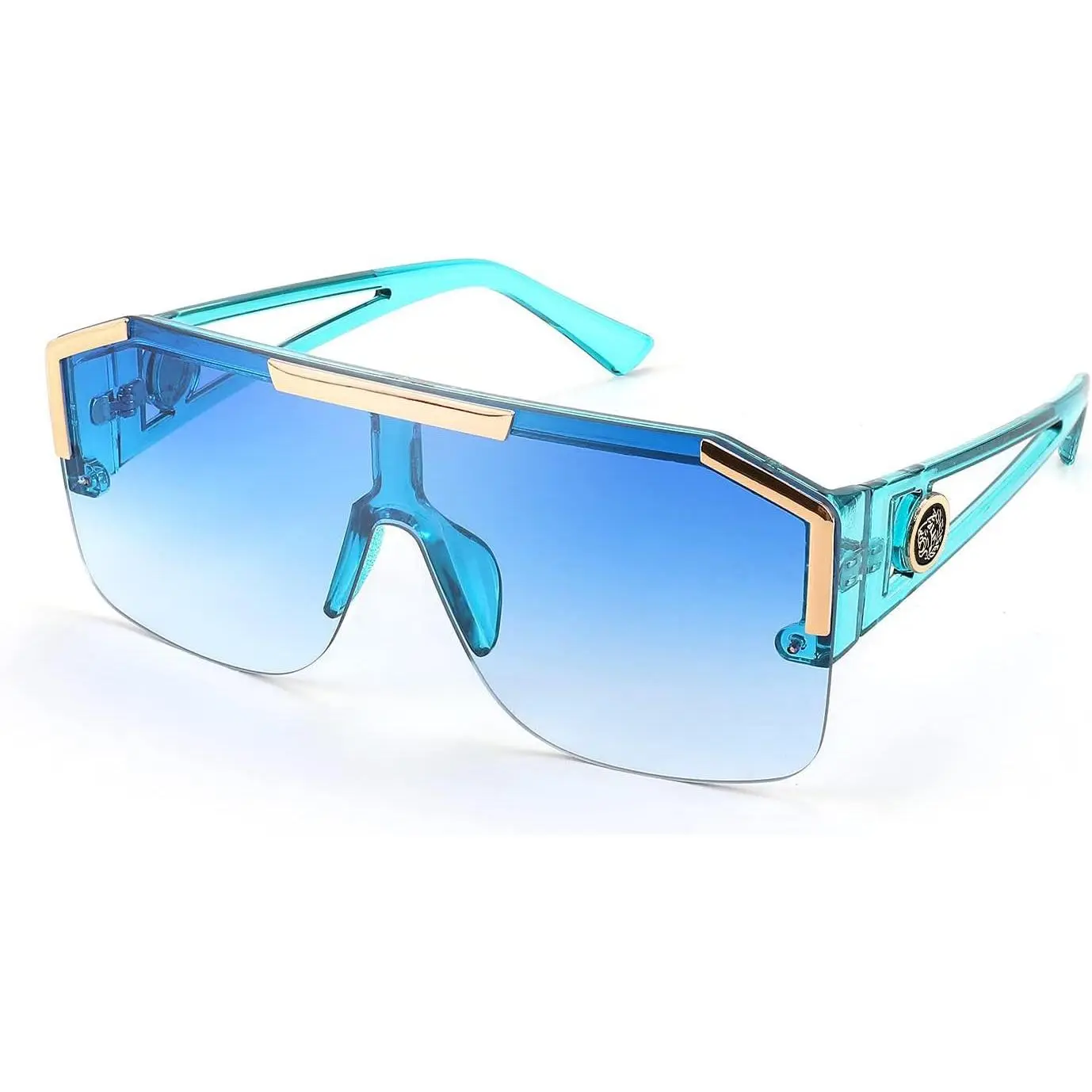 EyeconicFinds Unisex Oversized Square Flat Top Sunglasses - Luxury Designer Eyewear Fashion, UV400 UV Protective Big Frame, Model B2765