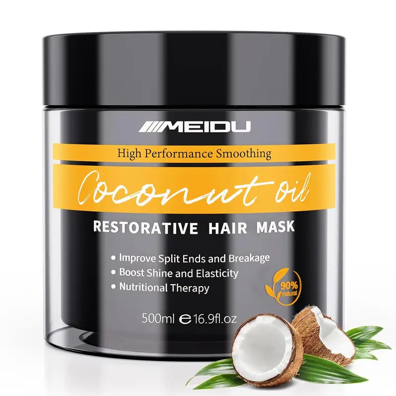 MEIDU Collagen Hair Mask - 600g Alcohol-Free Cream Form Haircare Conditioning Treatment Cream with Coconut Oil, Keratin Deep Repair, Smooth Nourishing, Moisture-Boosting, Shine Boost Gloss for Adults