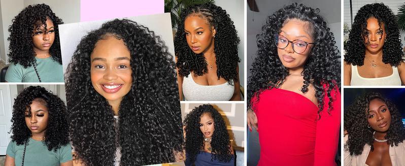 [HOT] Burmese Curly Wig 100% Human Hair Wigs For Women 200% Density Brazilian Half Glueless Wig Human Hair Ready to Wear 3 IN 1 Half Wig With Drawstring Curly Half Wig On Sale