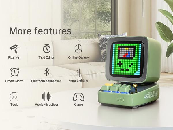 Divoom Ditoo Programmable Pixel Art LED Bluetooth Speaker Showing Clock Emoji DIY Design for Home Wedding Party Decoration with Wireless App Control Mini Gift Audio Smartphone Pink
