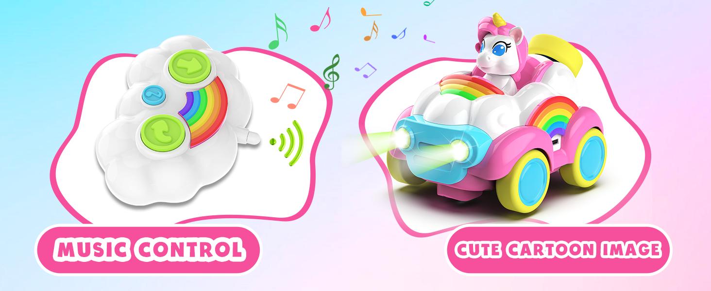 2 Pack Remote Control Cars for Kids, Toddler Car Toys for Ages 2-5, 2.4Ghz RC Kids Toys with Colored Lights & Music, 2 3 4 5 Year Olds Girls Boys Christmas Birthday Gifts