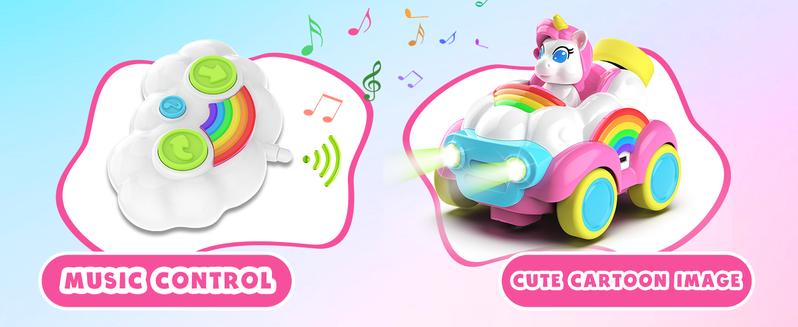 2 Pack Remote Control Cars for Kids, Toddler Car Toys for Ages 2-5, 2.4Ghz RC Kids Toys with Colored Lights & Music, 2 3 4 5 Year Olds Girls Boys Christmas Birthday Gifts