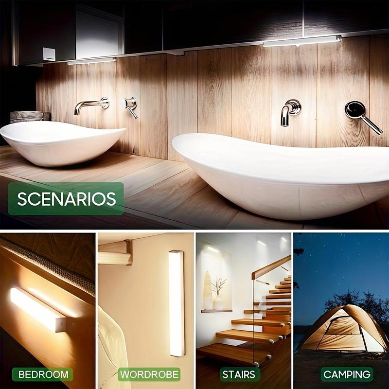 Magnetic Smart Sensor Light 6-Piece LED Motion Sensor Light Strip Set USB-Rechargeable Adjustable Indoor Lighting Ideal for Kitchens Closets Pantries Cupboards Bathrooms Staircases Sink Cabinets Garages Valentine's Day Gift kitch