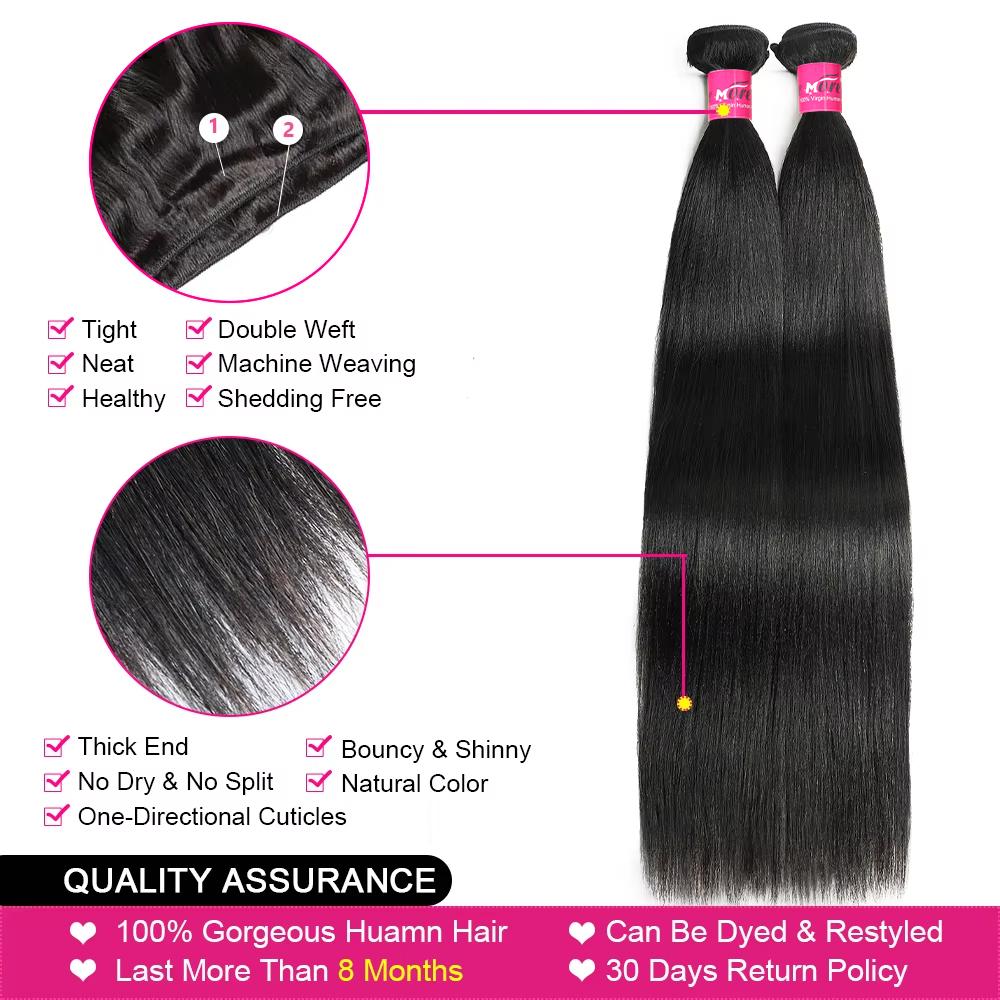 Light Yaki Straight Hair Bundles Virgin Human Hair Bundles Natural Color Body Wave Quick Weave Extensions 1 3 4 Bundles #TikTokShopBlackFriday