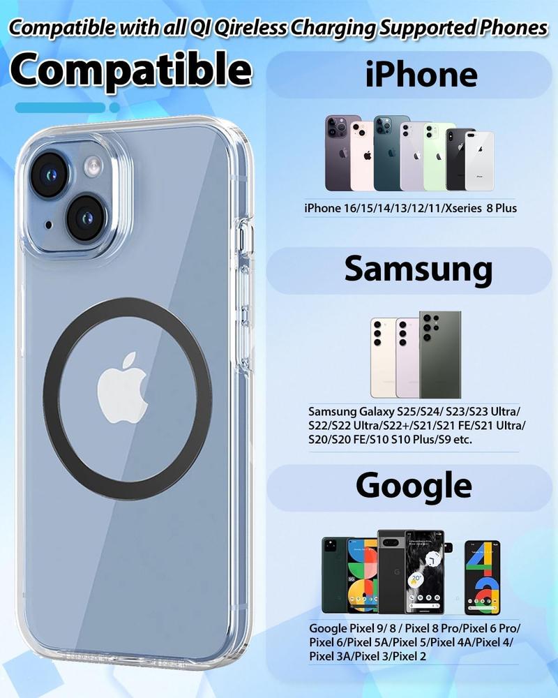 4-Pack Ultra-Thin Metal Rings – 0.4mm Magnetic Stickers for iPhone 12-16, Galaxy S24/S23/S22, Wallets, Grips & Car Mounts