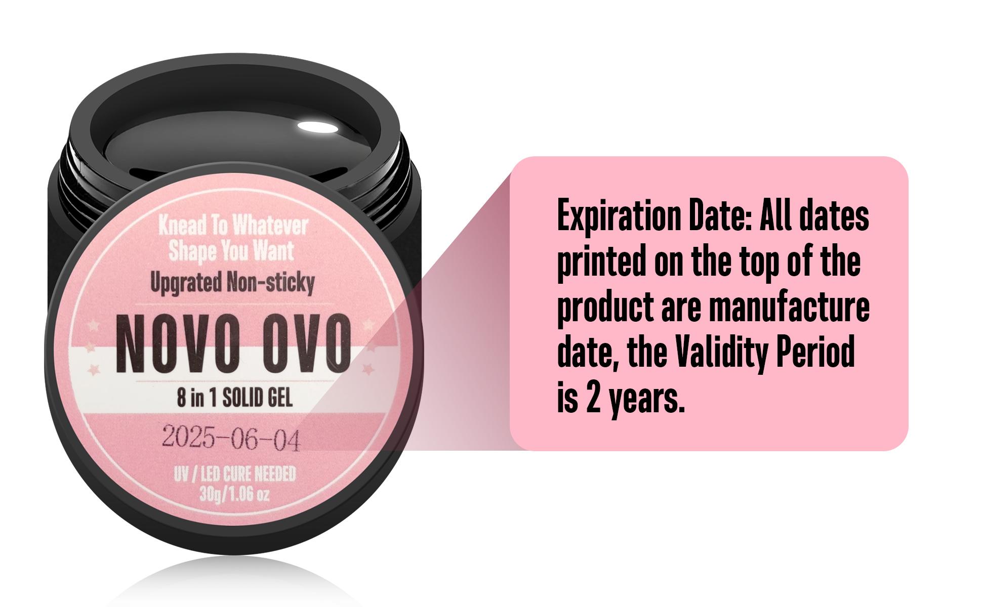 NOVO OVO Non-sticky Solid UV Nail Gel Glue for Press on Nails and Soft Gel x False Nail Tips 8 in 1,Strong & Long Lasting, 3D Gel for Acrylic Sculpture & Decoration Knee with Hand, 30g