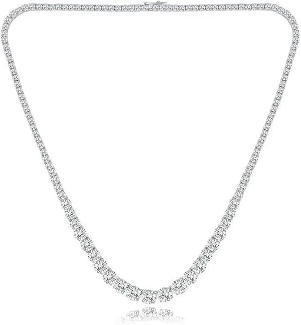 [Unisex]  Graduated 3-6MM CZ Tennis Necklace Round Cubic Zirconia Classic Hiphop Style Party Birthday Gift Trendy Elegant For Women For Men 16-24 Inches YNN1905-W Cuban Link Chain Fashion Pendants