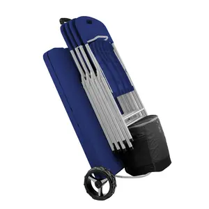 The Rolling Table - 6 ft. Folding Table on Wheels - Team Colors - Blue & Gray