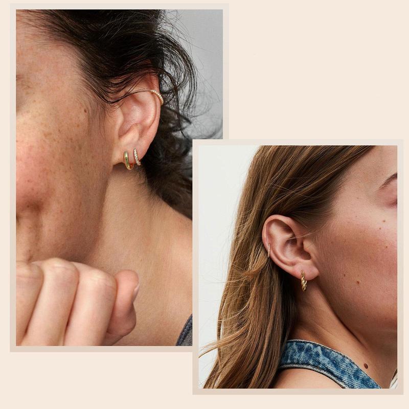 Turandoss 9 Pairs Gold Hoop Earrings for Women, Hypoallergenic Thick Lightweight Earring, 925 Sterling Silver Post 14K Real Gold Plated Chunky Hoop Earrings Set for Women for Jewelry Gifts