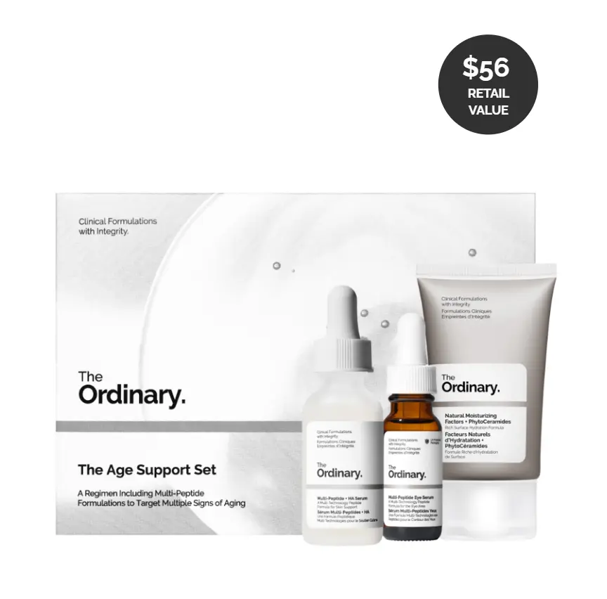 The Ordinary Age Support Set - 3-Step Anti-Aging Skin Regimen with Multi-Peptide + HA, Multi-Peptide Eye Serum, and Natural Moisturizing Factors + PhytoCeramides | Skincare Set