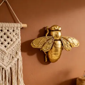 Golden Resin Bee Wall Mounted Decorative Artwork for Living Room & Office Classic Style Creative Home Decor ltems - Design Artistic Decoration