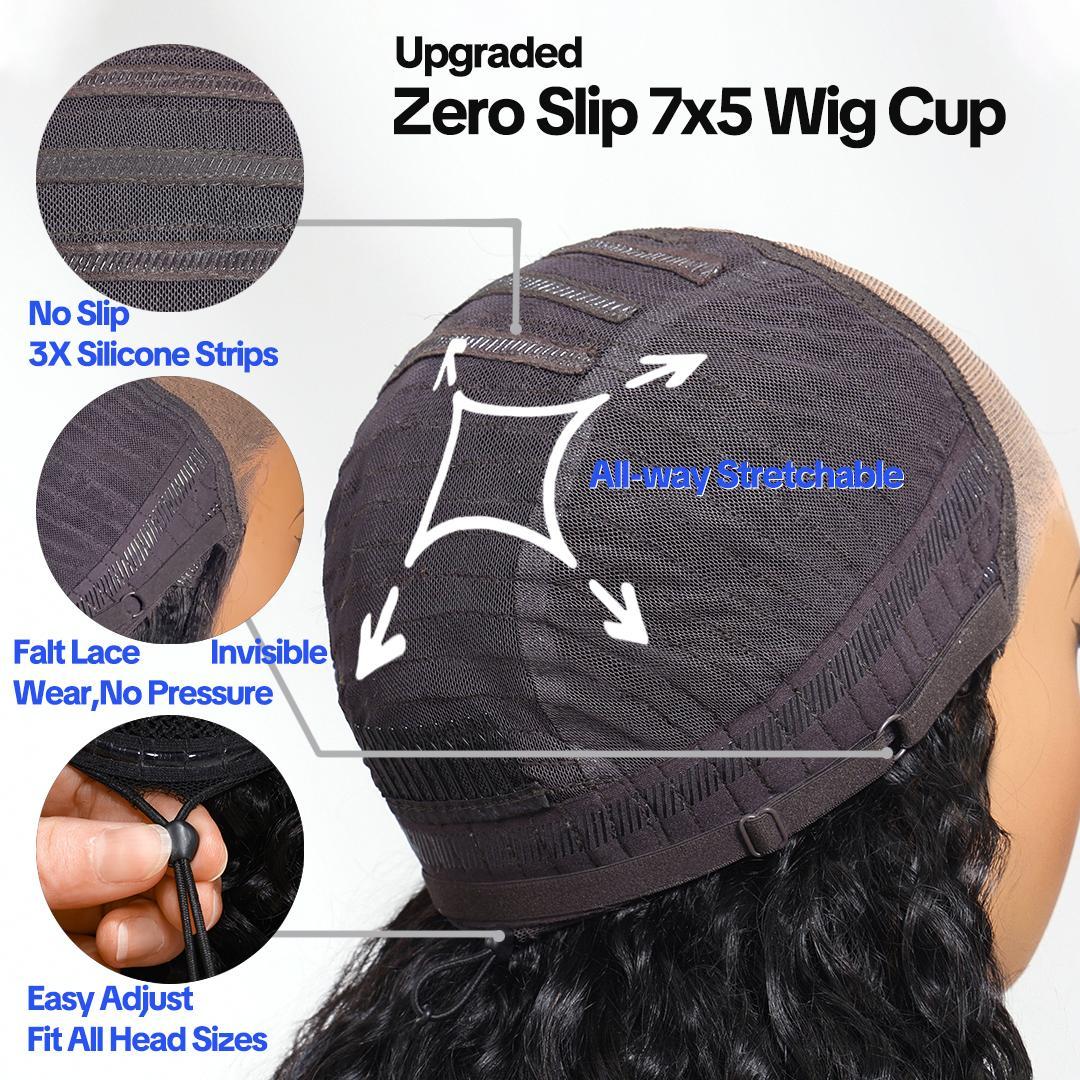 【LIVE NEW IN】Nadula 20'' Three-Tone Ombre Natural Black to Brown to Blonde Water Wave Wig 7x5 Lace Closure Human Hair Wigs with Drawstring Narural Hairline Beginners Friendly Put On and Go
