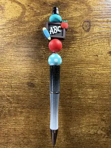 "ABC Black to White Glitter Ombre" Beaded Ink Pen