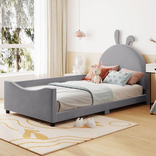 【Bellemave】Twin Size Upholstered Daybed with Rabbit Ear Shaped Headboard