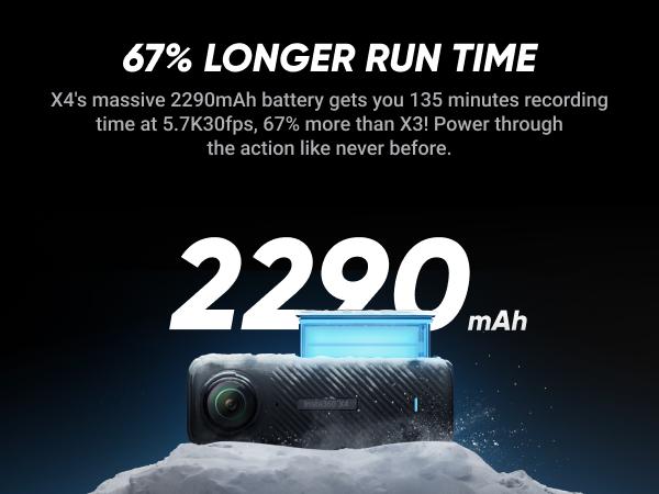 Insta360 X4 - 8K Waterproof 360 Action Camera, 4K Wide-Angle Video, Invisible Selfie Stick, Removable Lens Guards, 135 Min Battery Life, AI Editing, Stabilization, for Sports, Travel, Outdoor