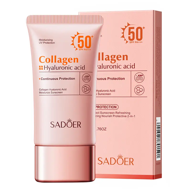Collagen & Hyaluronic Acid Liquid Sunscreen SPF50+ for Adults - 2-in-1 UV Protection & Moisturizing Sunscreen for Face, Daily Use & Outdoor Activities, Facial, Any, Hydrating, 50Ml, 100G, Self Care Products, Lightweight Gel