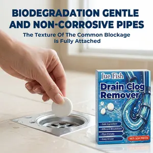 Strong Drain Effervescent Tablet for Kitchen & Bathroom Pipes, Dissolves 200 Clogs, Kills 99% Bacteria, Removes Odors, Unscented, 1 Box