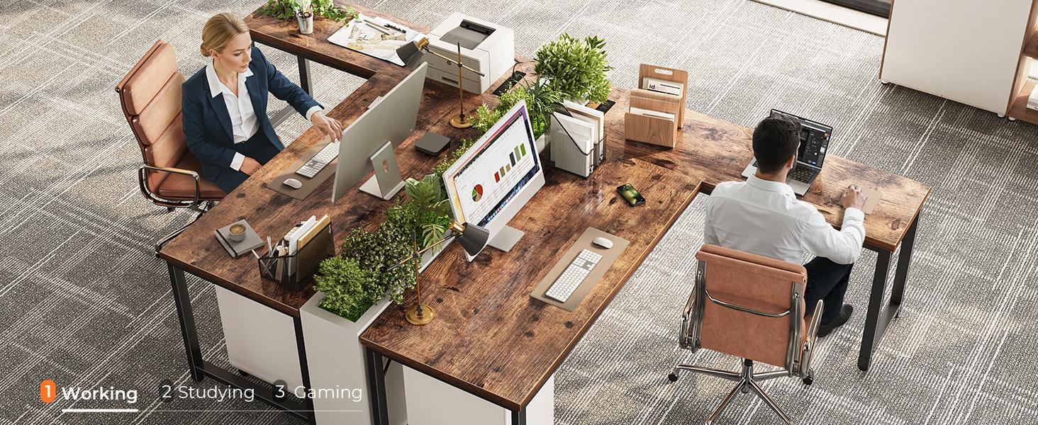 Huuger 63 Inch L Shaped Desk with Power Outlets and USB-C Port, 0.95 Inch Thicker Desktop, Reversible Computer Desk, Larger Office Corner Gaming Desk, for Home Office, Study Monitor Mount Huuger 63 Inch L Shaped Desk with Power Outlets and USB-C Port, 0.95 Inch Thicker Desktop, Reversible Computer Desk, Larger Office Corner Gaming Desk, for Home Office, Study Monitor Mount