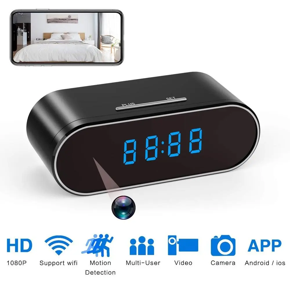 WiFi Mini Camera Clock HD 1080P for Home, Office, Indoor Surveillance Camera Wireless 2.4G/5G Wifi Camera with Motion Detection/Night Vision Nanny Cam Security Camera