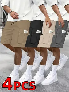 Men’s 5-piece shorts set — casual loose-fit work shorts with large pockets for summer, trendy straight-leg knee-length shorts, couples’ basketball shorts — Men’s Clothing — temu Temu
