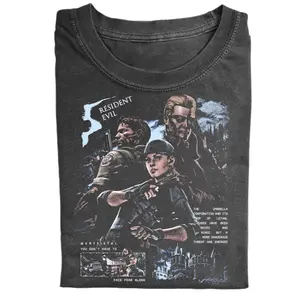 Comfort Colors Resiident Eviil 5 Graphic T Shirt, Chris Redfield Jill Valentine Albert Wesker Game Poster Tee, H0rr0r Gamer Streetwear
