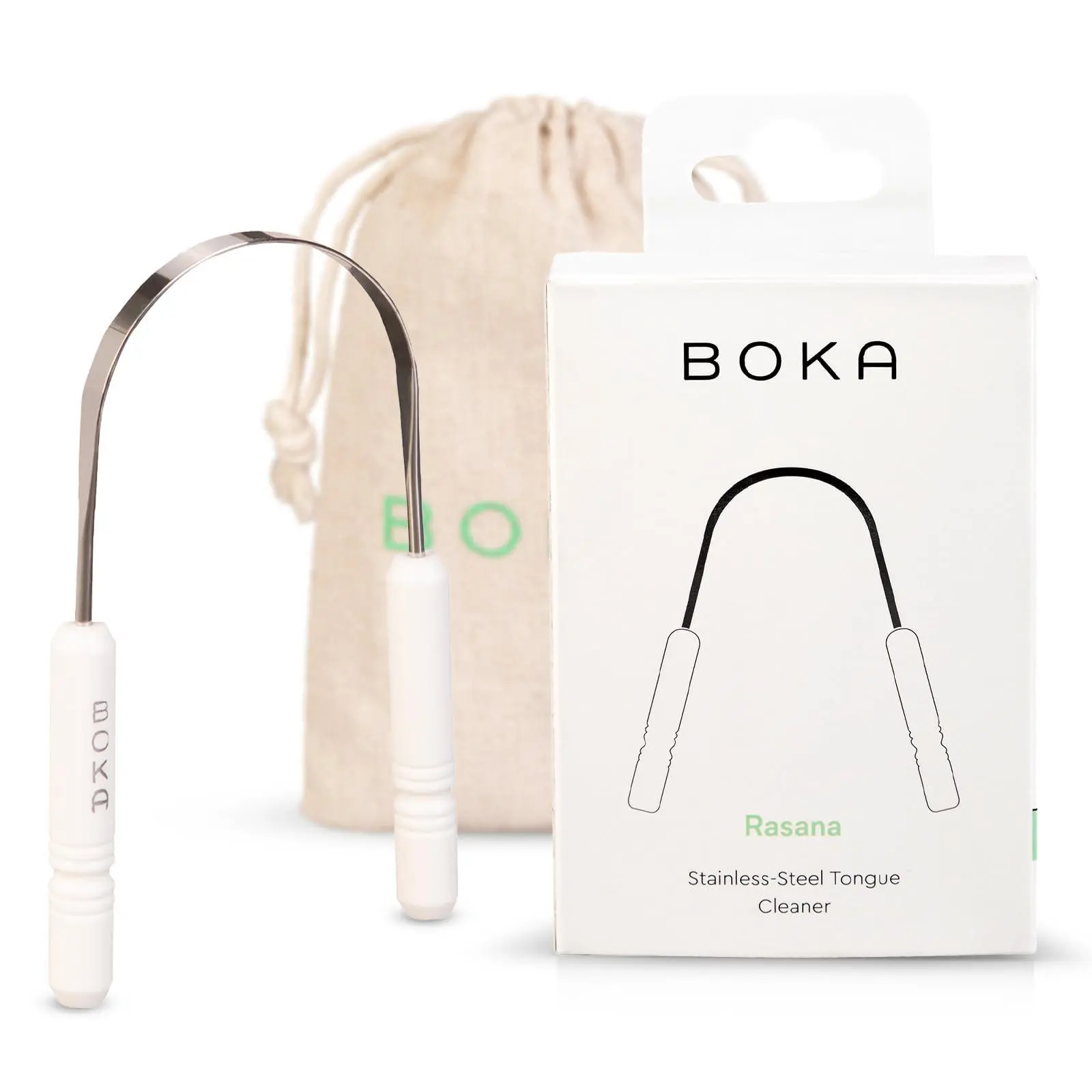 Boka Stainless Steel Tongue Scraper with Case – Fresh Breath Cleaner for Adults & Kids