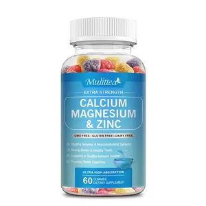 Mulittea Calcium, Magnesium and Zinc Gummies with Vitamin D3 - Supports Bone Health & Immune Function - Dietary Vitamin Supplements for Women, Men