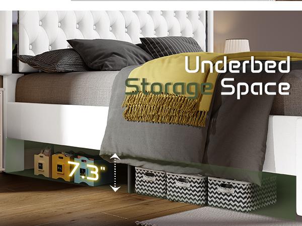 AMERLIFE Modern Bed Frame with RGB LED Lights, Adjustable Headboard Velvet Button Tufted/Acrylic Mirror Accents/Smart APP&Remote Control/No Box Spring Needed/Furniture Room/Full/Queen Size/Best Gift Ideas/Christmas Gifts