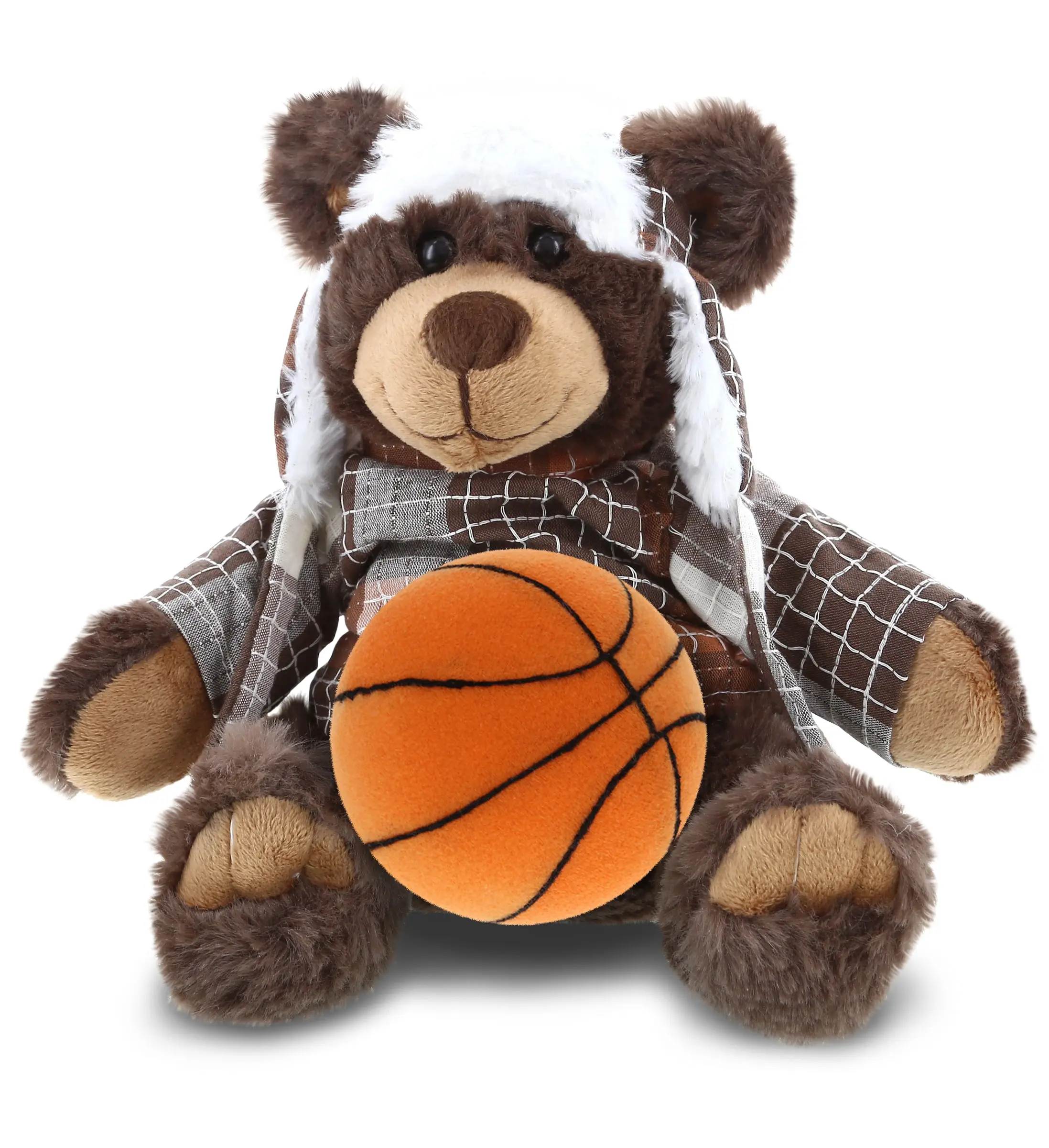 PLUSH BASKETBALL - SUPER SOFT PLUSH WITH CLOTHES  - BROWN BEAR