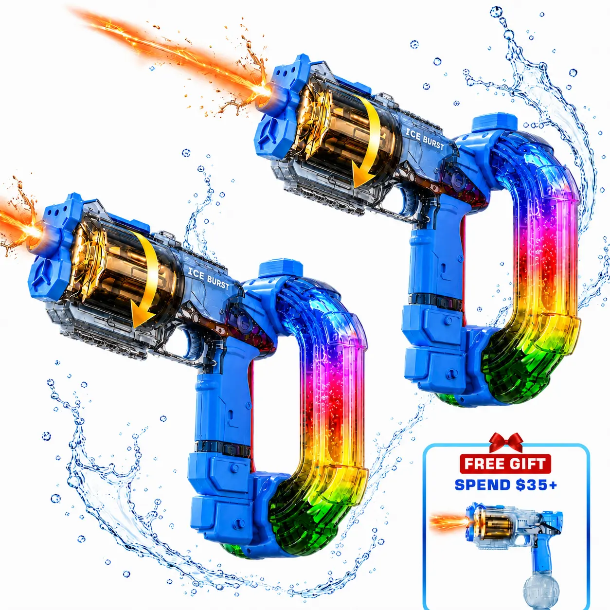Automatic Electric Water Blaster with Lights & Sound Effects, 750cc Capacity Rotating Chamber Squirt Toy, Long Range Summer Water Toy for Pool, Beach & Backyard Fun