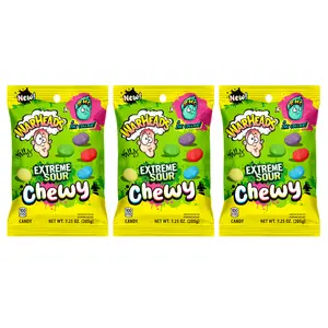 WARHEADS X ZHC EXTREME SOUR CHEWY - 7.25oz Peg Bag 3 Pack