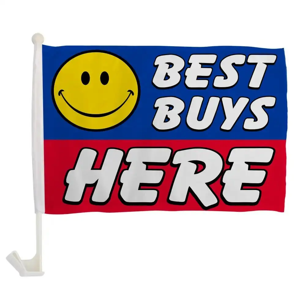 Flags Importer 12in x 16in High Visibility Single-Sided Polyester Car Flag - Plastic Window Clip Accessory, Lightweight, Flyable, Durable, Easy Vehicle Attachment for Parades, Retail Sales & Promotions, Roadside Promotions