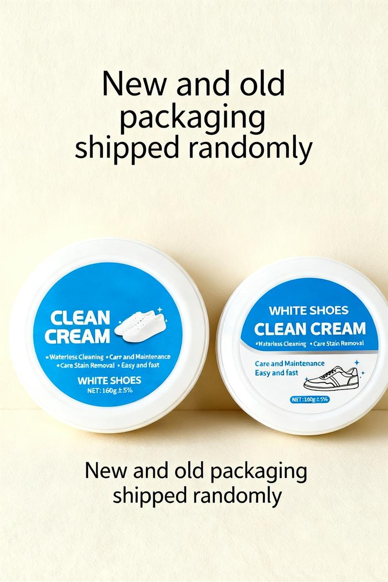 No-Wash Solid White Shoe Cleaner Cream 160g Multipurpose Stain-Removing Formula with Sponge for Leather Silicone Car Interiors Gentle Non-Irritating Eco-Friendly