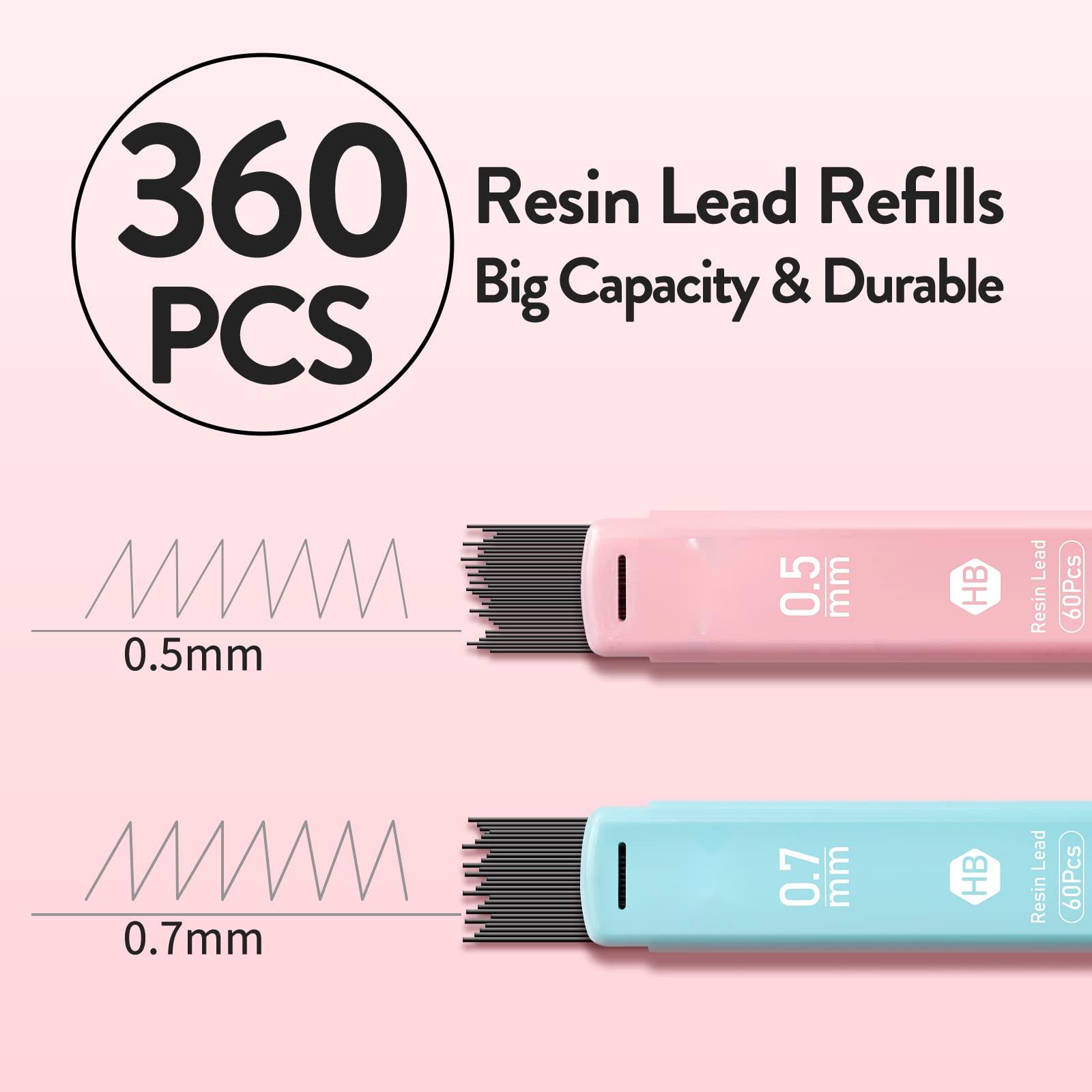 Cute Mechanical Pencil Set, 6PCS Pastel Pencils 0.5mm & 0.7mm with ...