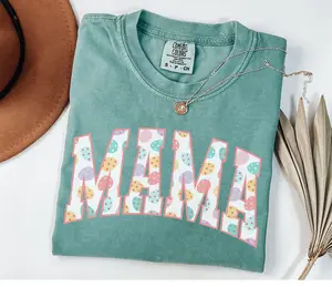 Comfort Colors Mama Easter Shirt, Mom Easter Tee, Trendy Mom Tshirt, Women's Easter Bunny Shirt, Easter Pregnancy Reveal Gift for New Mom - AMBER