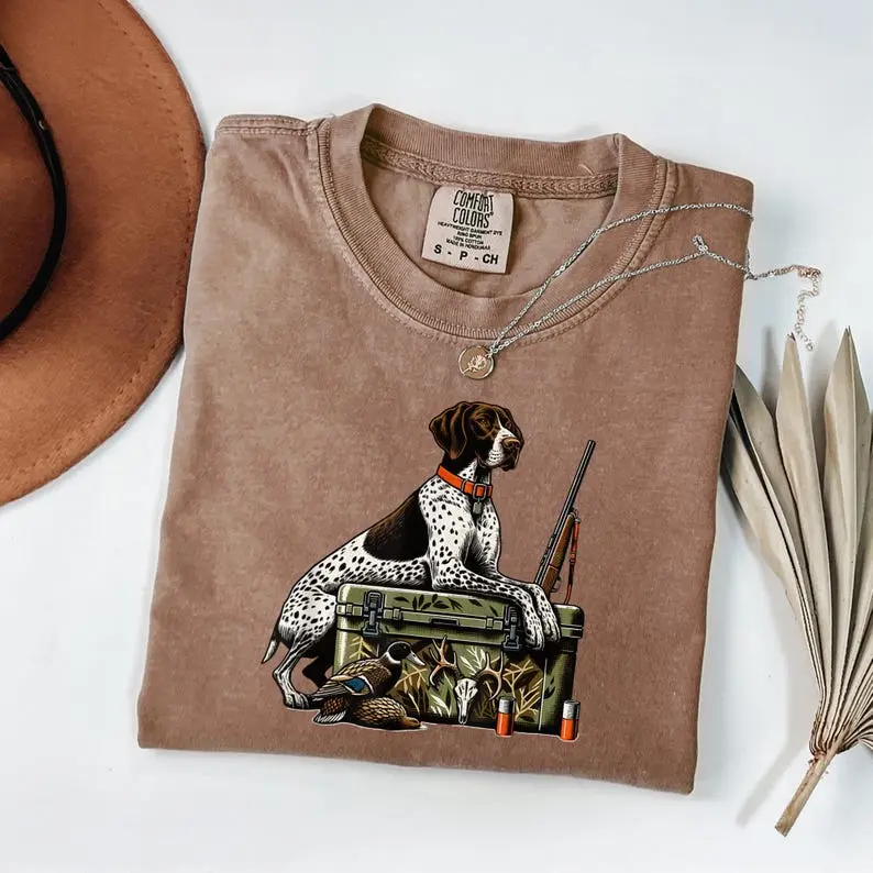 Comfort Colors German Shorthaired Pointer Hunting Shirt, GSP Hunting Dog Tee, Bird Hunting Graphic T-Shirt, Upland Hunter Gift, Duck Hunting Dog Shirt