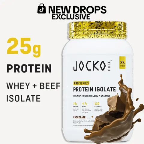 Jocko Fuel Pro Series Dietary Recovery Protein Powder - 25g Lactose-Free Dual-Source Collagen + Whey Fitness Supplement, Premium Enzymes + Probiotics Formula, Low-Sugar Joint-Health Beef Muscle Fitness Supplement for Growth & Recovery
