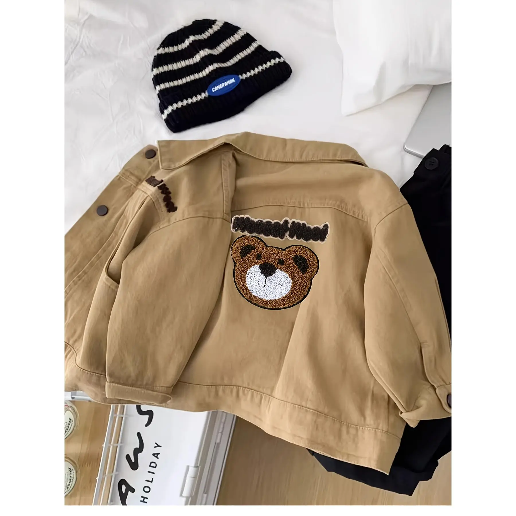 [Boys' Cartoon Windbreaker] Boys' Outerwear Jacket - Windbreaker - 2025 Cute Cartoon Letter Embroidery - Random Pattern - Autumn Sports - Teenagers - Christmas Gift Clothing