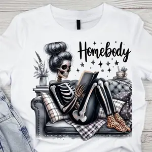 Cotton Short Sleeve  T-Shirt HOMEBODY GLITTER SKELLY unisex super soft comfort tshirt