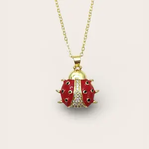 Lady bug necklace gold plated 14 k